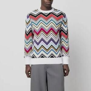 NWOT MISSONI FISHERMAN COTTON CREWNECK SWEATER - MULTI color - Zigzag Men's M